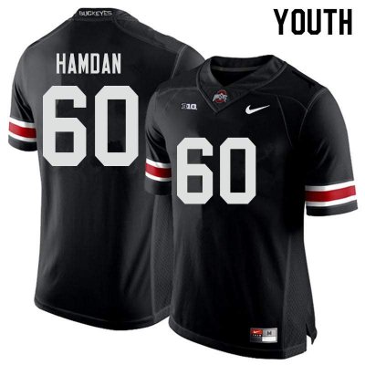 NCAA Ohio State Buckeyes Youth #60 Zaid Hamdan Black Nike Football College Jersey QTC5545EA